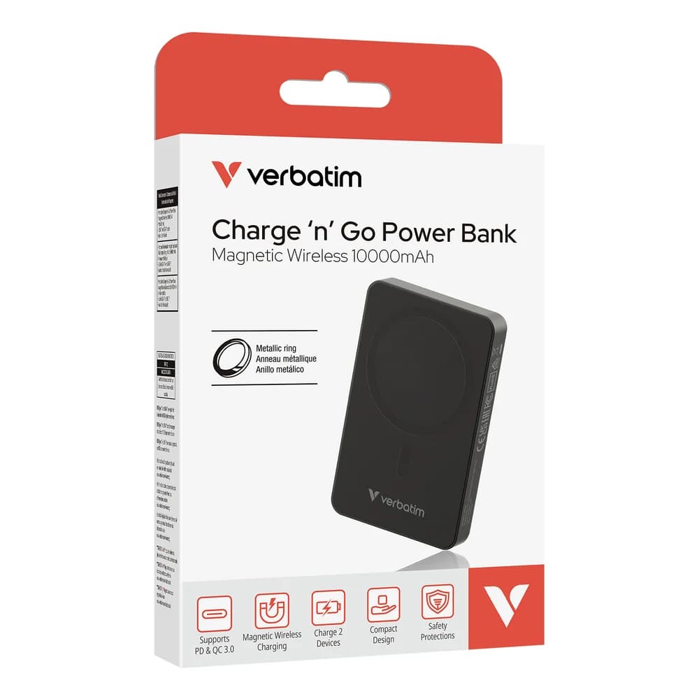 Verbatim Charge 'n' Go Essentials 10000 mAh Kabelloses Aufladen Schwarz