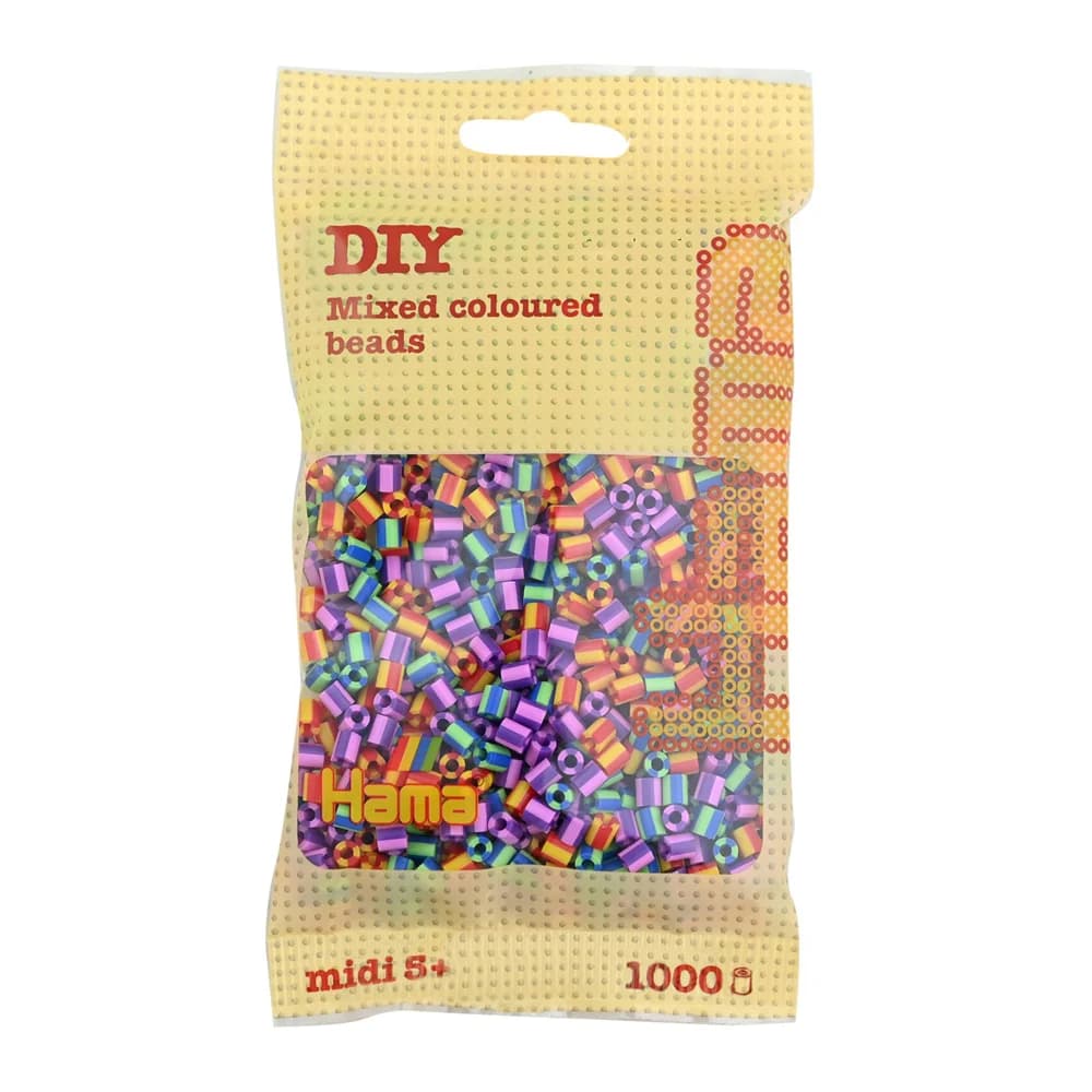 Hama Perlen Bügelperlen Hama Beutel mit 1000 Midi-Bügelperlen Streifen Mix