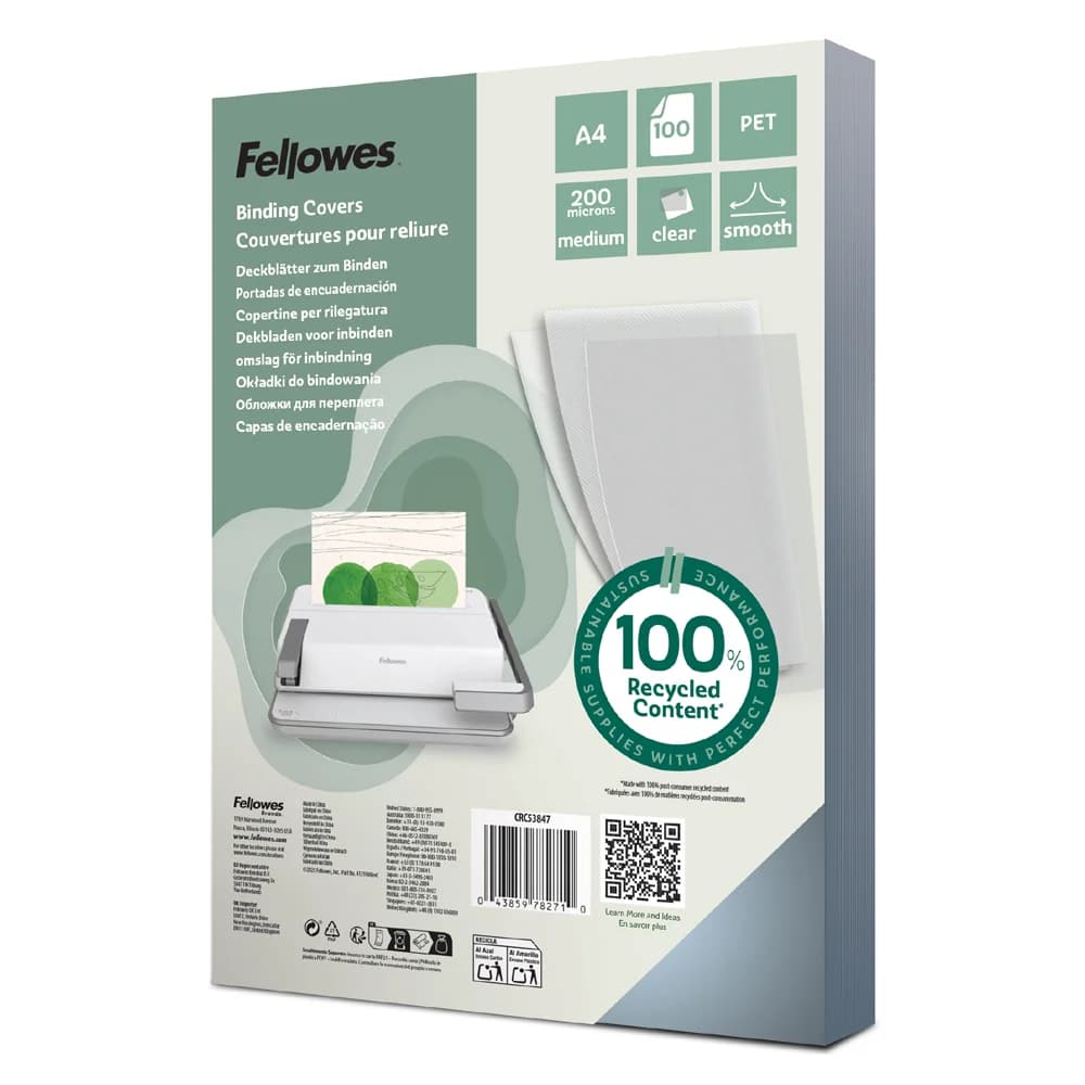 Fellowes Einbanddeckel A4 transparent 200μm