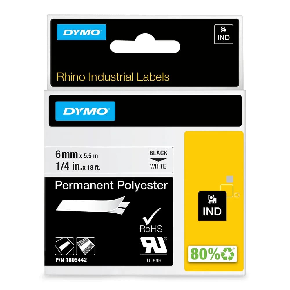 DYMO IND 1805442 - DYMO IND Polyester, 6mm, schwarz/weiß