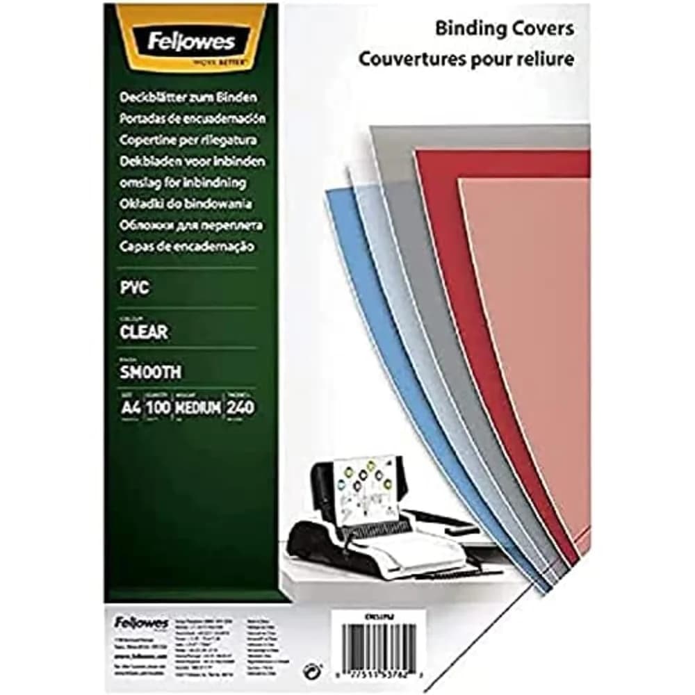 Fellowes Deckblatt A4 240mic PVC transparent VE=5x100 Stück