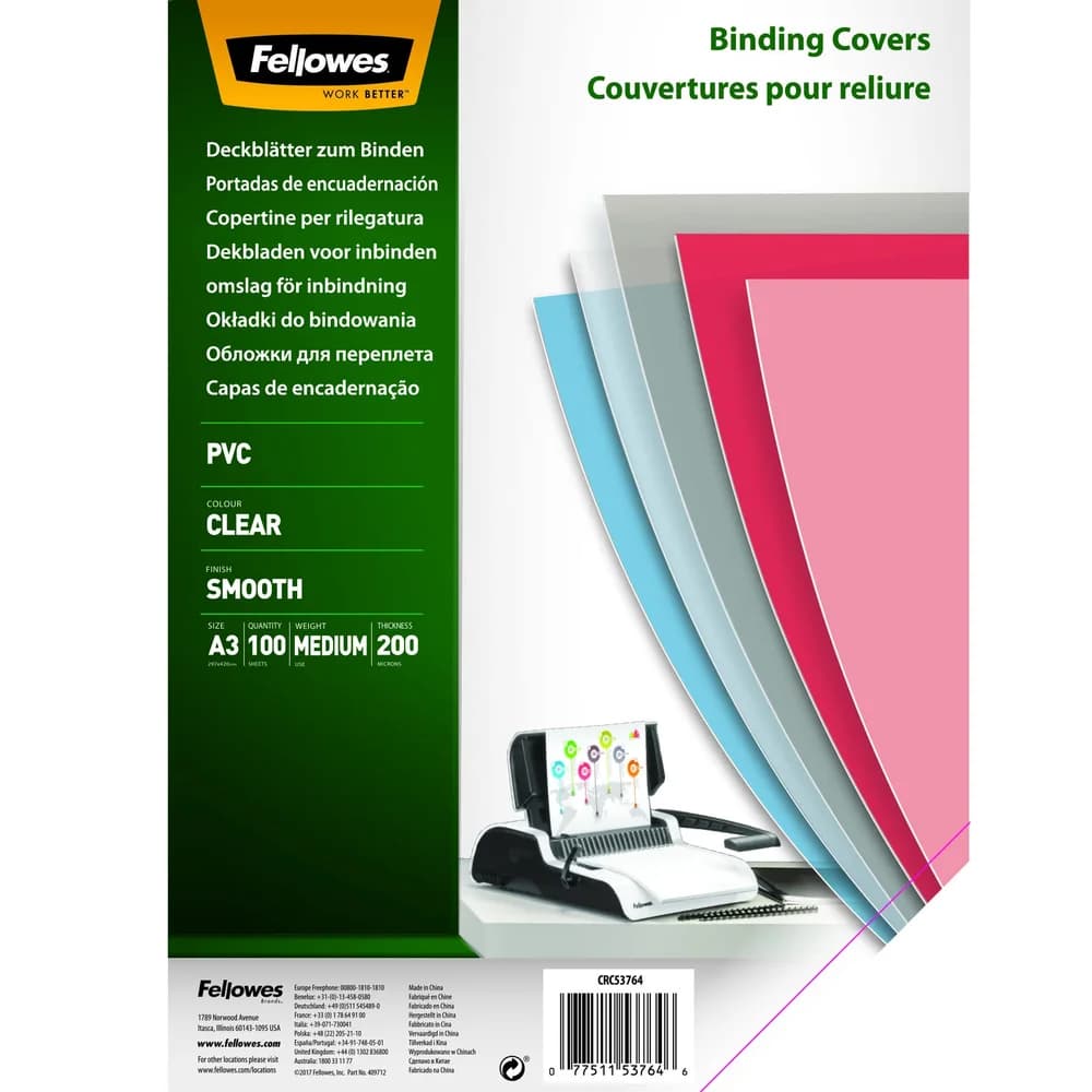 Fellowes Deckblatt A3 transparent 200 Mikron