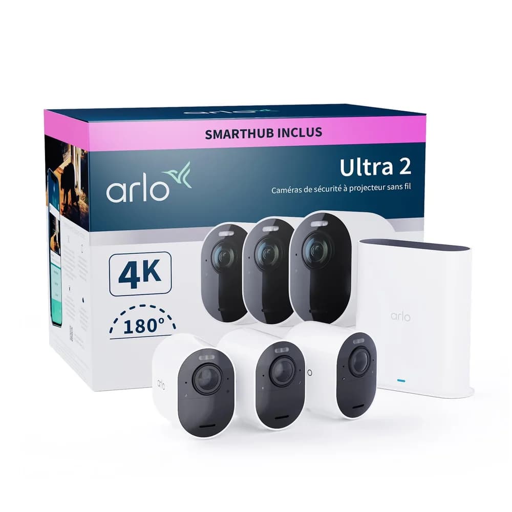 ARLO Überwachungskamera Ultra 2 4K 3er Set VMS5340-200EUS Kabellos WLAN 4K weiß