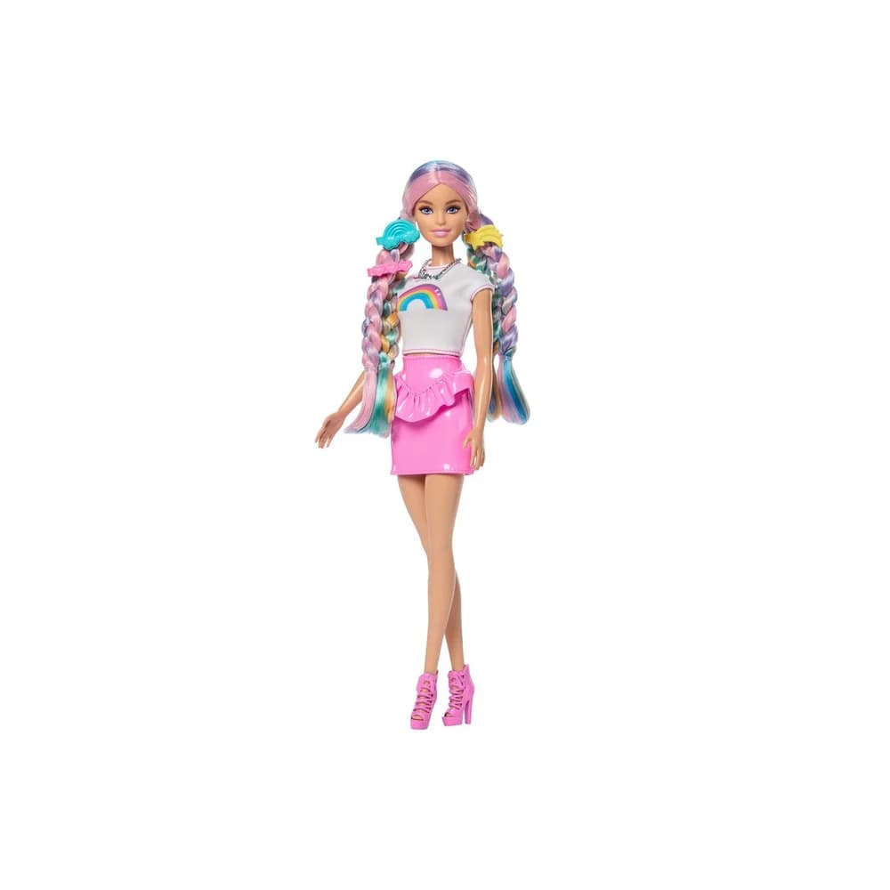 Barbie: Glitzer Regenbogenhaar Puppe