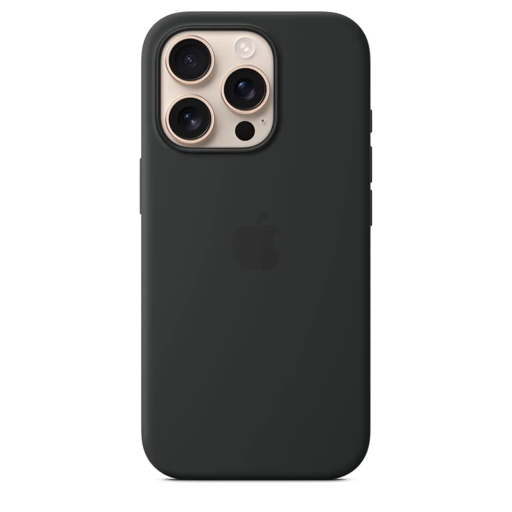 Apple Silikon Case iPhone 16 Pro mit MagSafe (schwarz)