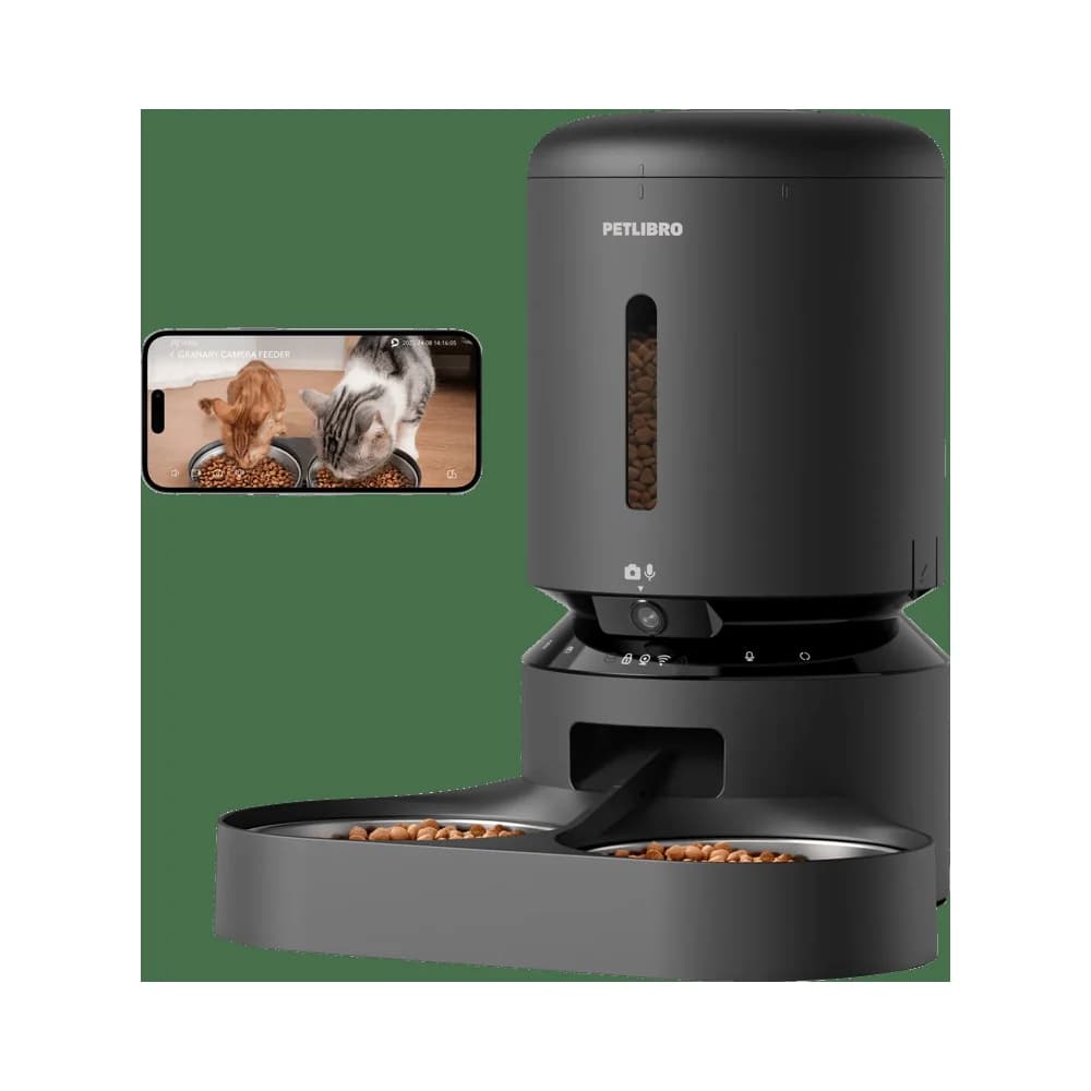 Petlibro Trinkbrunnen Granary Smart Camera Futter-/Wasserspender für Hunde/Katzen Schwarz