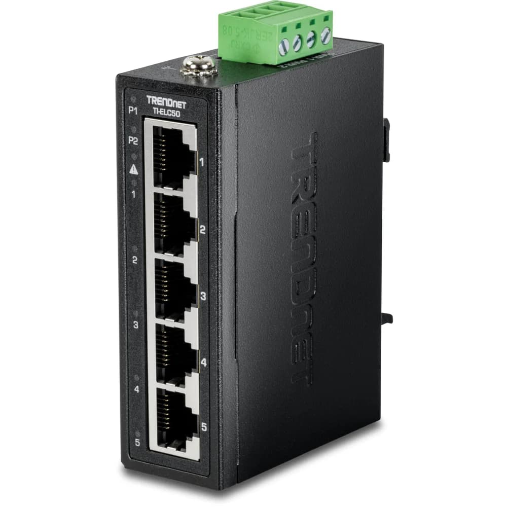 TRENDnet TI-ELC50 5-Port Ethernet Mini Switch Industrial DIN-Rail