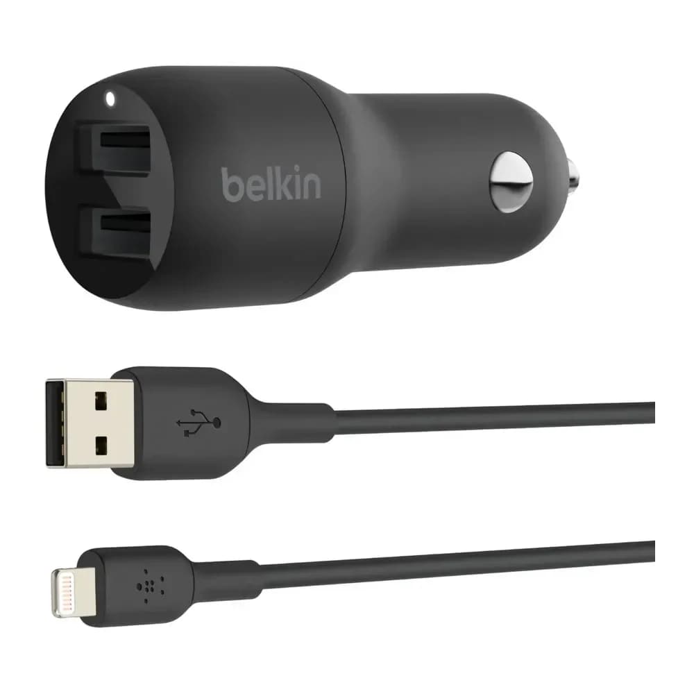 Belkin BoostCharge 24 W 2x USB-A Kfz-Ladegerät, schwarz