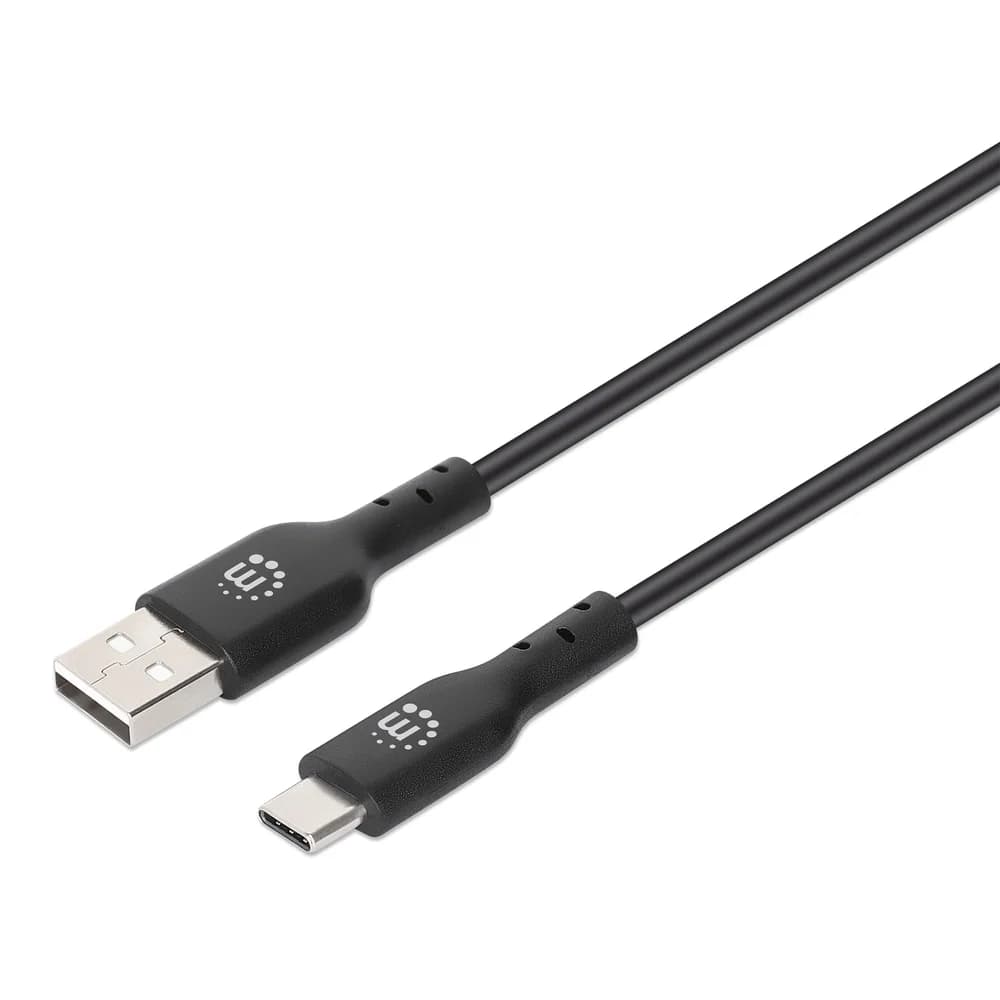 Manhattan USB 2.0 Typ C-Kabel, Typ C-Stecker auf Typ A-Stecker, 480 Mbit/s, 0,5 m, schwarz