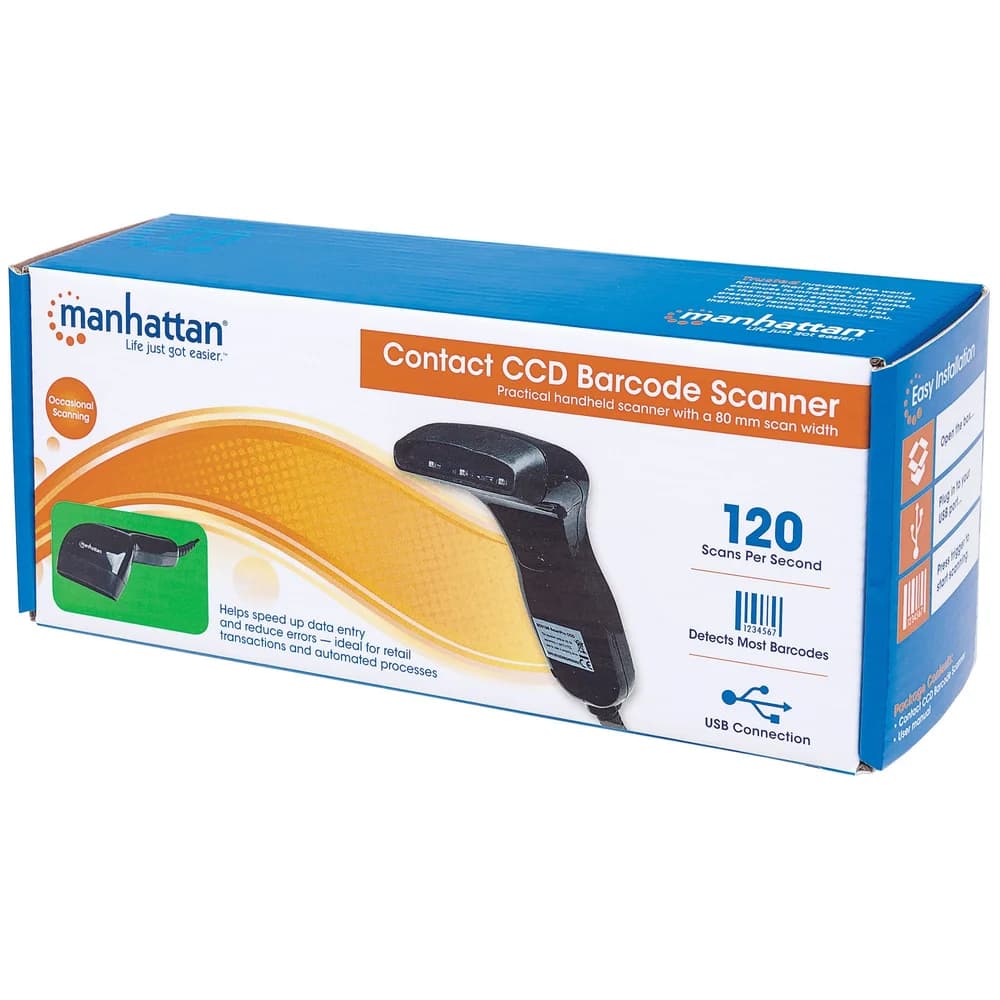 MANHATTAN Contact CCD Barcode Scanner, 80mm Scanbreite