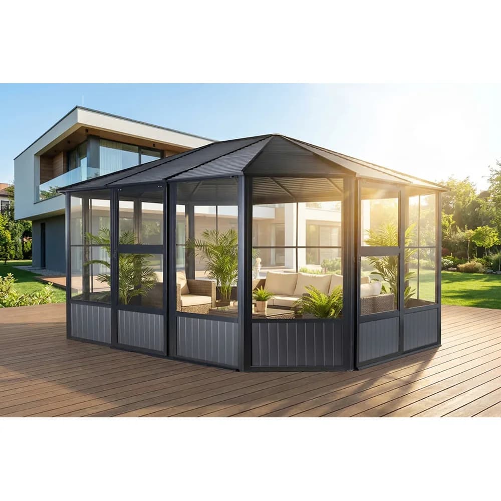 Sojag Pavillon Charleston 12x15, Wintergarten, BxT: 489x384 cm grau