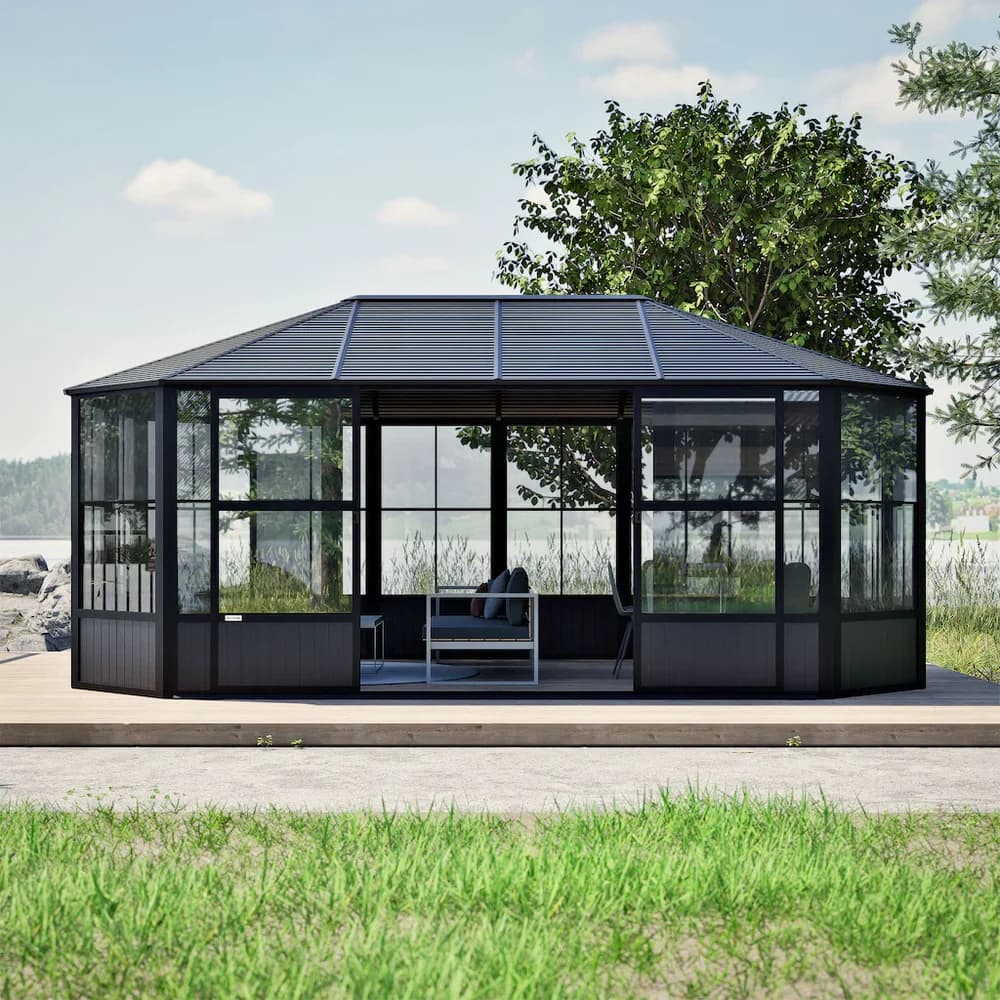 Sojag Pavillon Charleston 12x18, Wintergarten, BxT: 594x384 cm grau