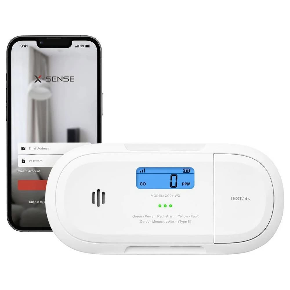 X-Sense XC04-WX Intelligenter WLAN-Kohlenmonoxidmelder mit LCD-Anzeige