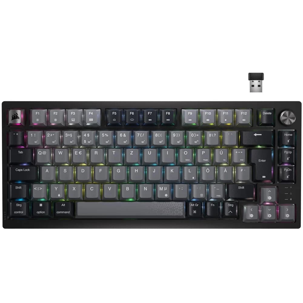 Corsair K65 Plus (DE, Kabellos), Tastatur, Schwarz