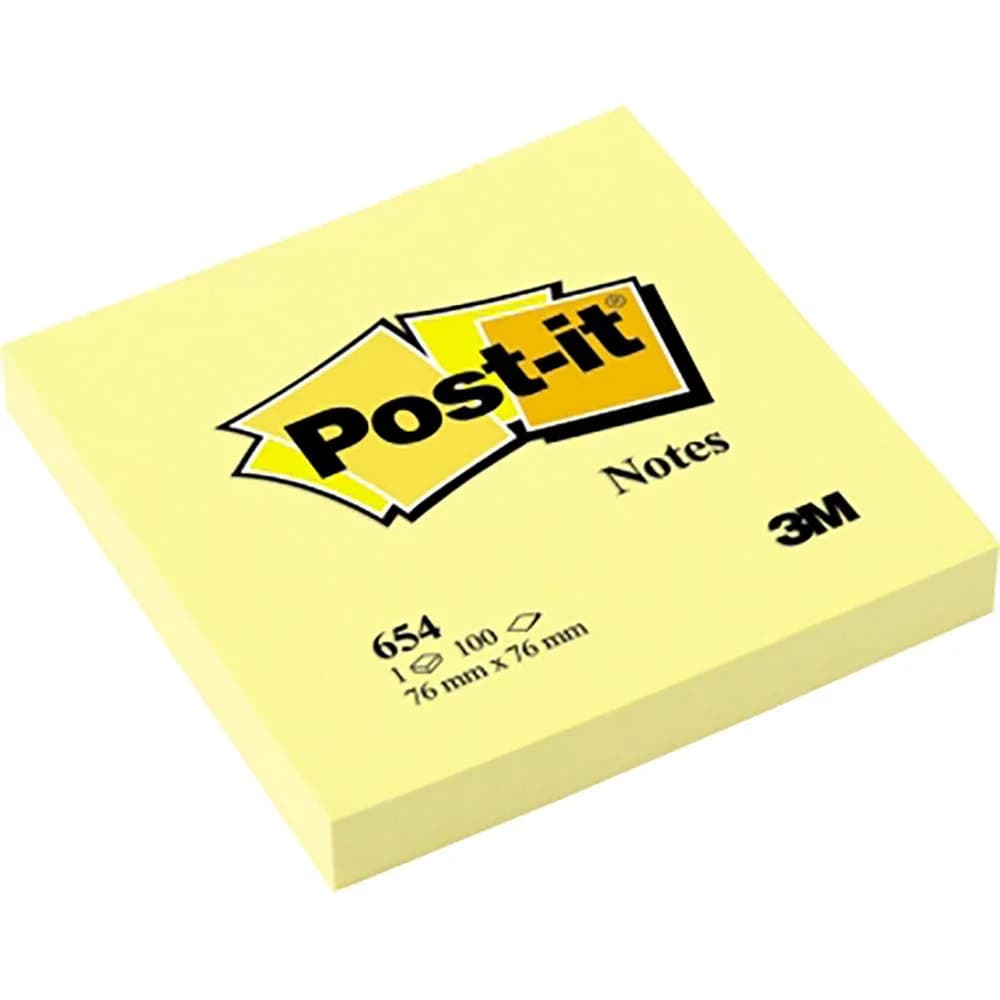 Post-it® Notes /654, gelb, 76x76mm, Inh. 100 Blatt