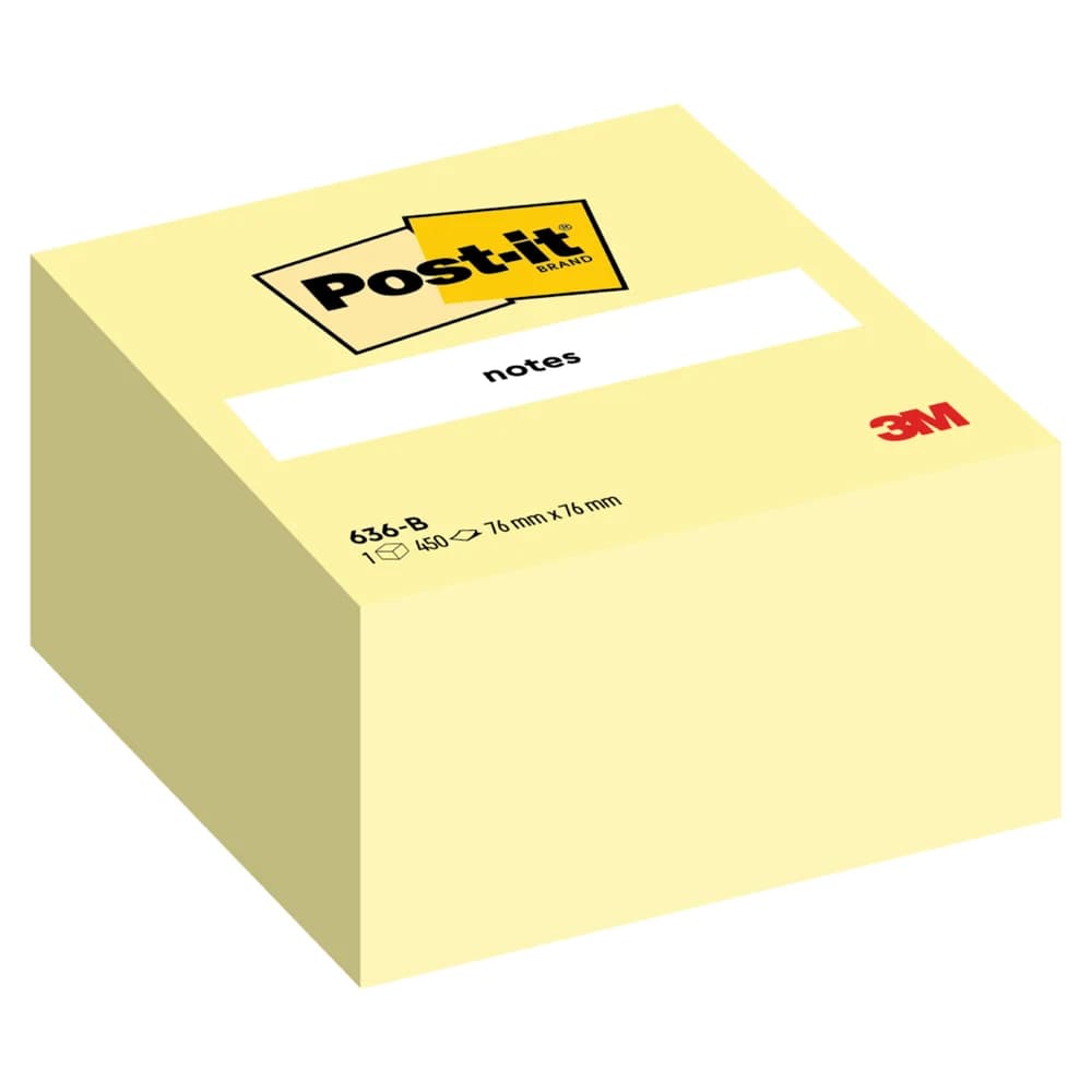 Post-it Haftnotizwürfel 636B 76x45x76mm 450Blatt gelb