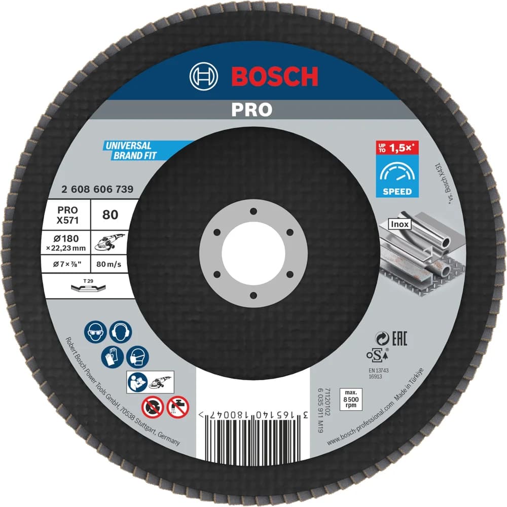 Bosch PRO X571 Fächerschleifscheibe 180 mm G80 - 2608606739