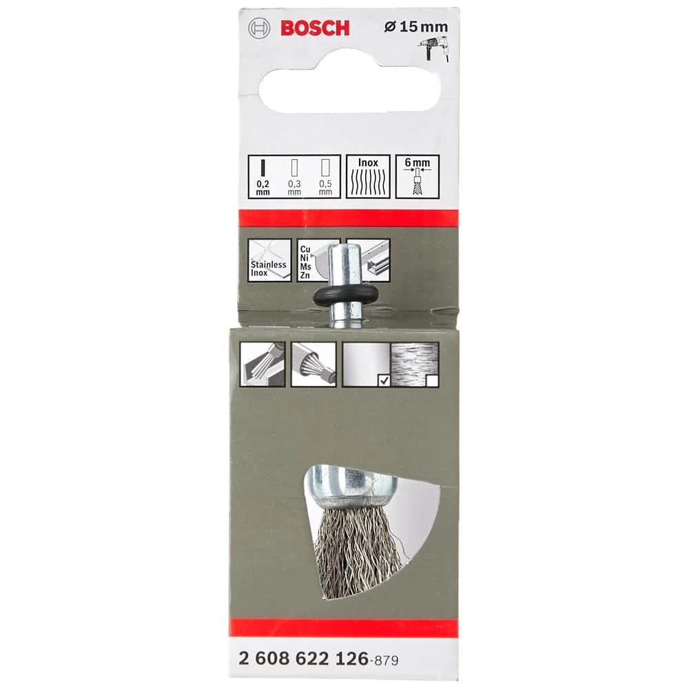 Bosch Pinselbürste gewellt rostfrei 0,2 mm 15 mm 4500 U/ min