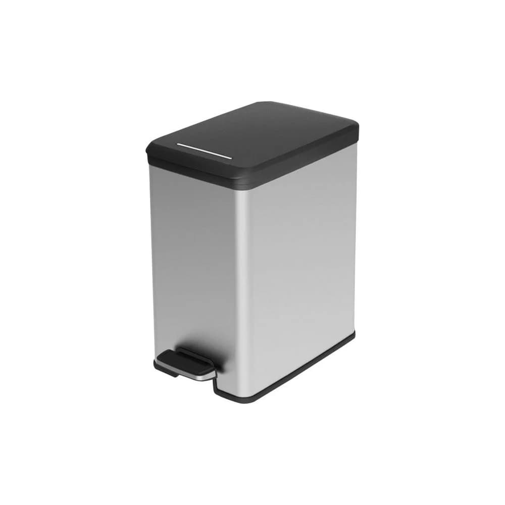 Curver Mülleimer 213300, Slim Bin 25l Abfalleimer mit Pedal silberfarben