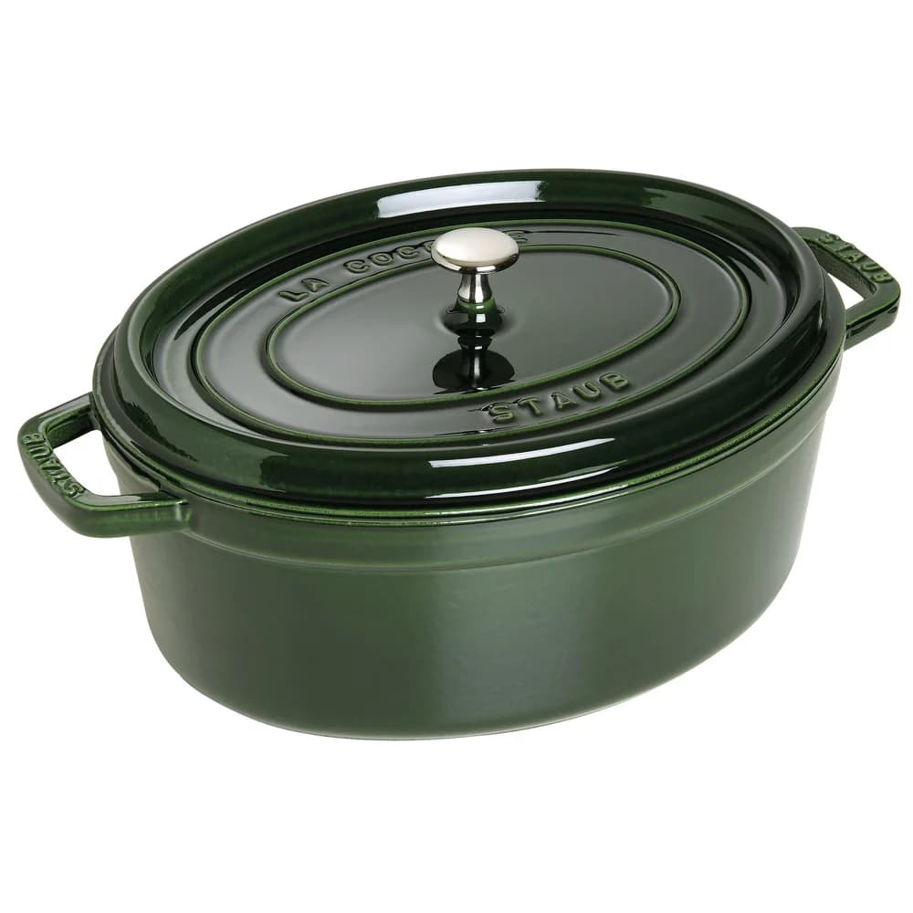 Staub La Cocotte 33cm oval, Basilikum-grün, Gusseisen