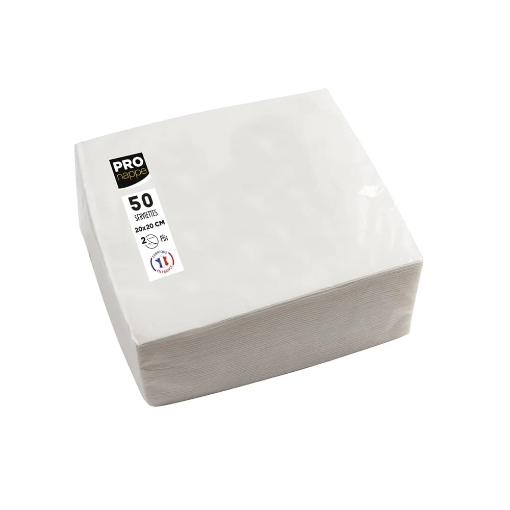 PROnappe Papierservietten 2-lagig 20/20,0 cm 50 Stück weiß, 20x20 cm