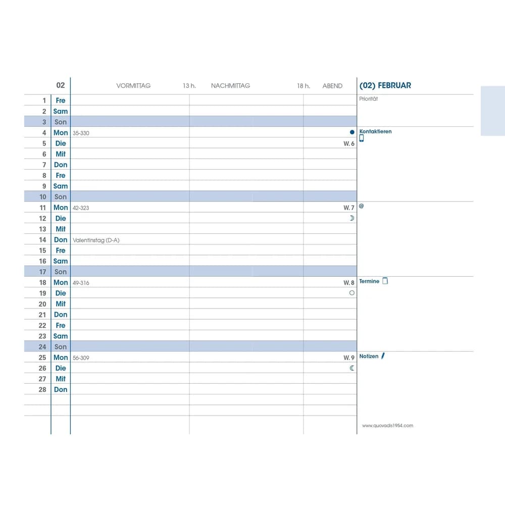 Quo Vadis Wandkalender PLAIN Einlage DE 2027