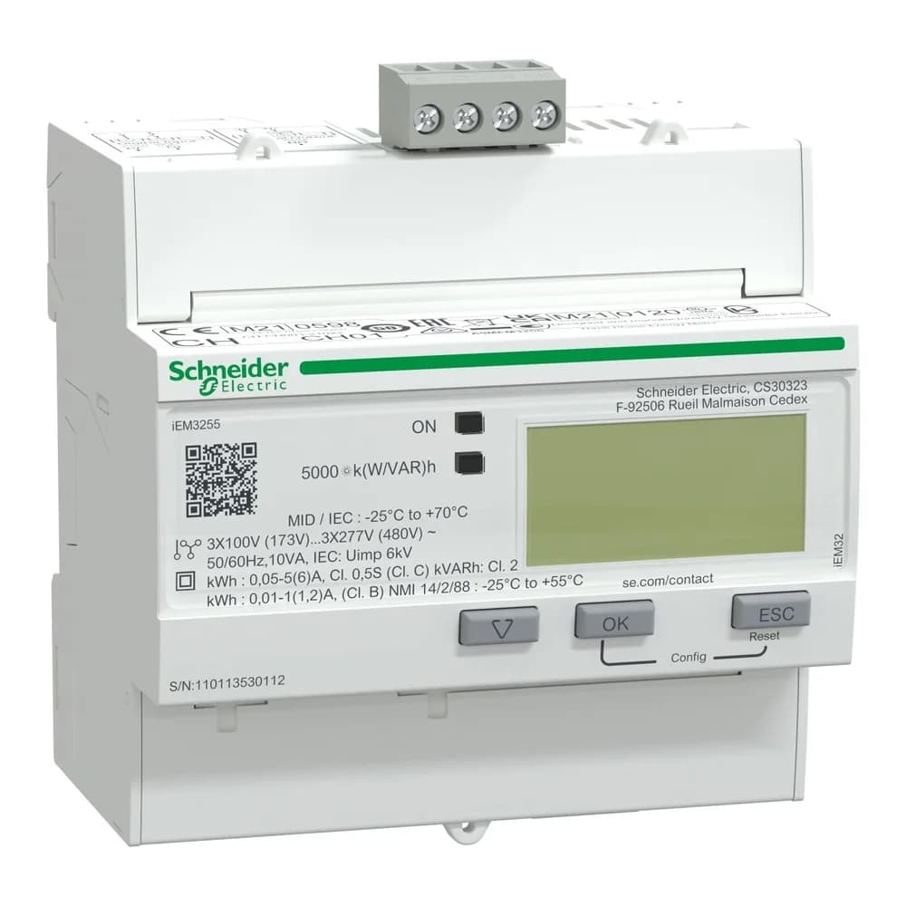 Triphase kwh meter ct modbus mid