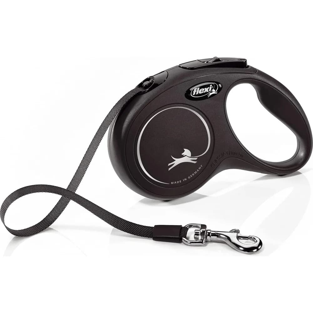 FLEXI New Classic Leine schwarz S 5m bis zu 15kg- Gurt