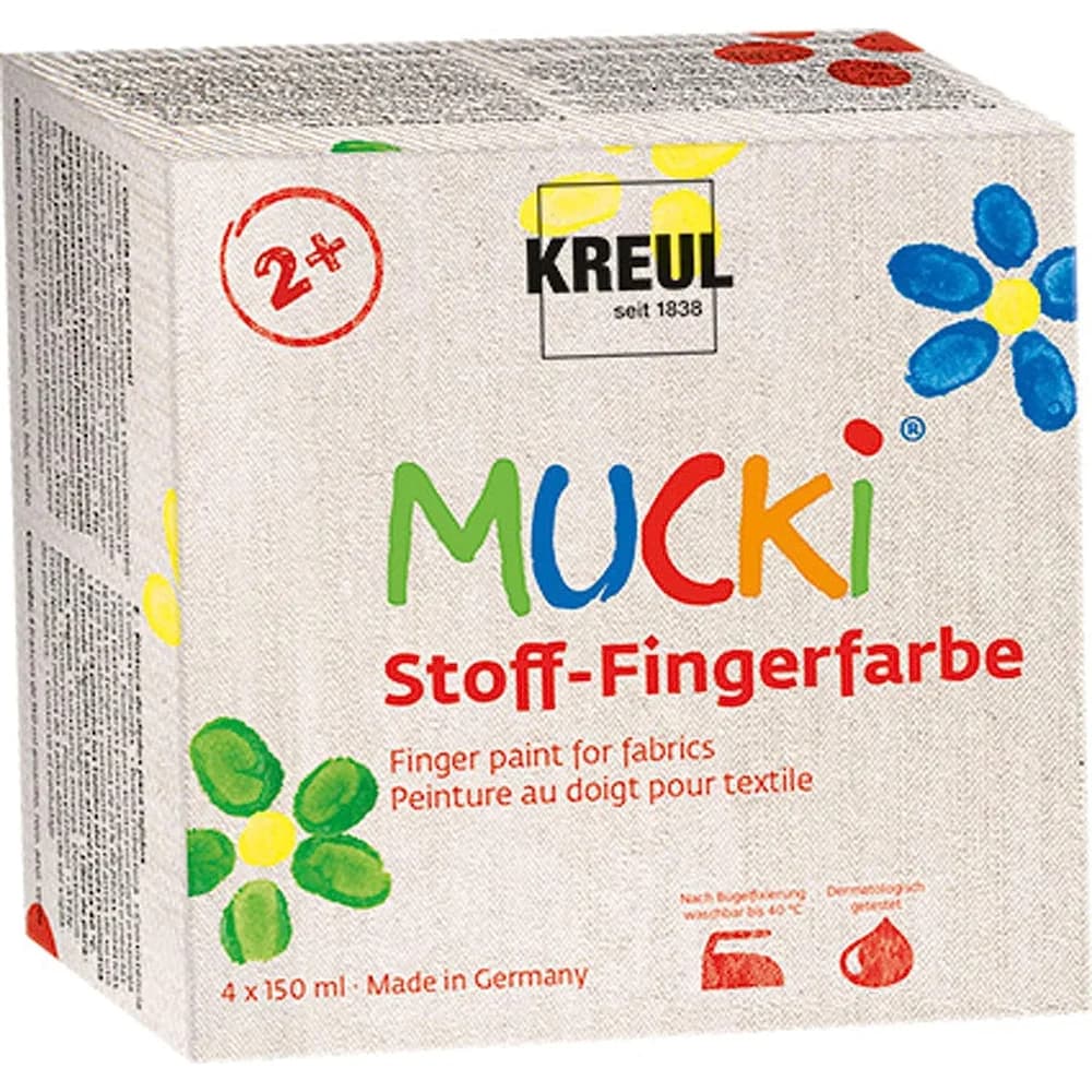 C. KREUL Bastelfarbe MUCKI Stoff-Fingerfarbe, 4er-Set bunt