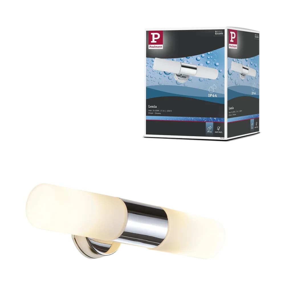Paulmann 70350 Spiegelleuchte Lenia IP44 E14 230V max. 2x20W dimmbar Chrom/Opak