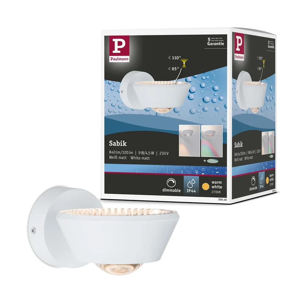 Wandleuchte Sabik in Weiß max. 9 Watt Wandlampe