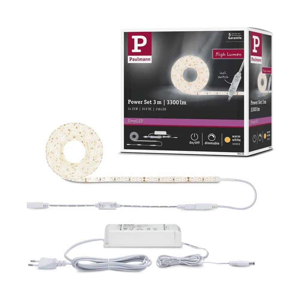 Paulmann SimpLED Power LED Strip Warmweiß Komplettset 3m