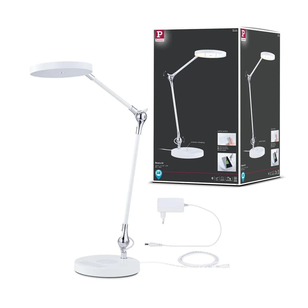 Paulmann 79884 LED Schreibtischleuchte Numis QI White Switch 1000lm 11W Weiß