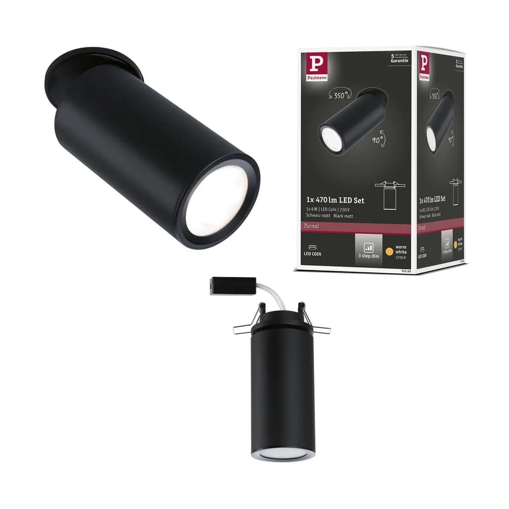 Paulmann LED Einbauleuchte Turnal - Schwarz