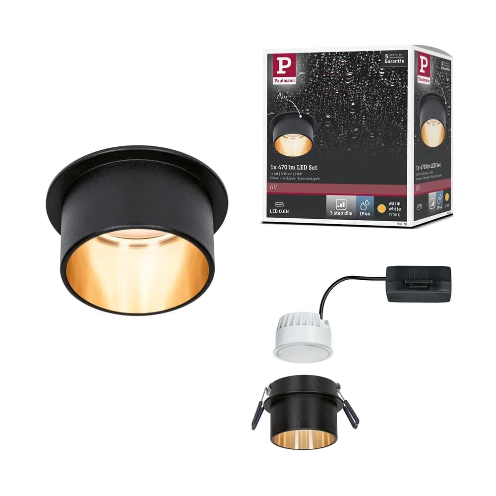 Paulmann LED Einbauleuchte Gil - Schwarz/Gold