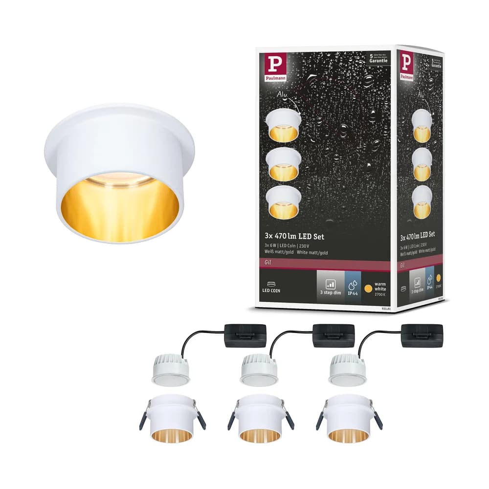 Paulmann LED Einbauleuchte Gil Basisset - Weiß/Gold