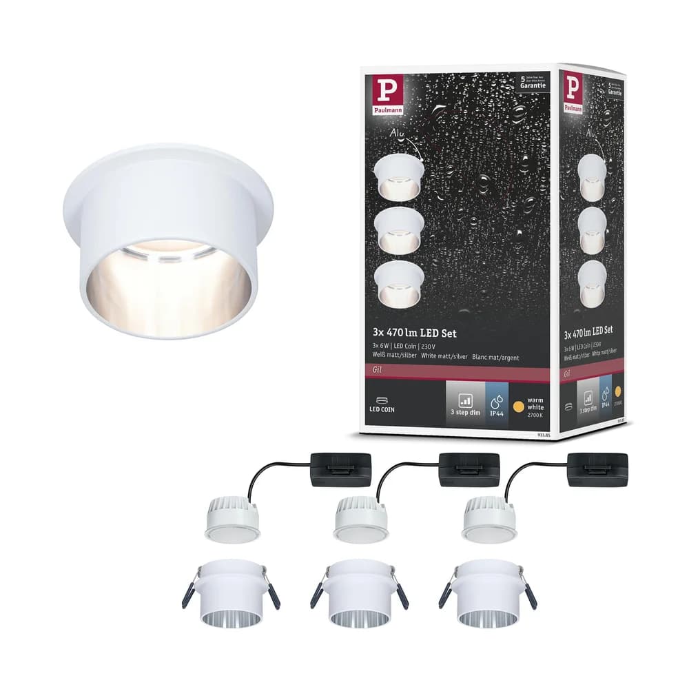 Paulmann LED Einbauleuchte Gil Basisset - Weiß/Grau