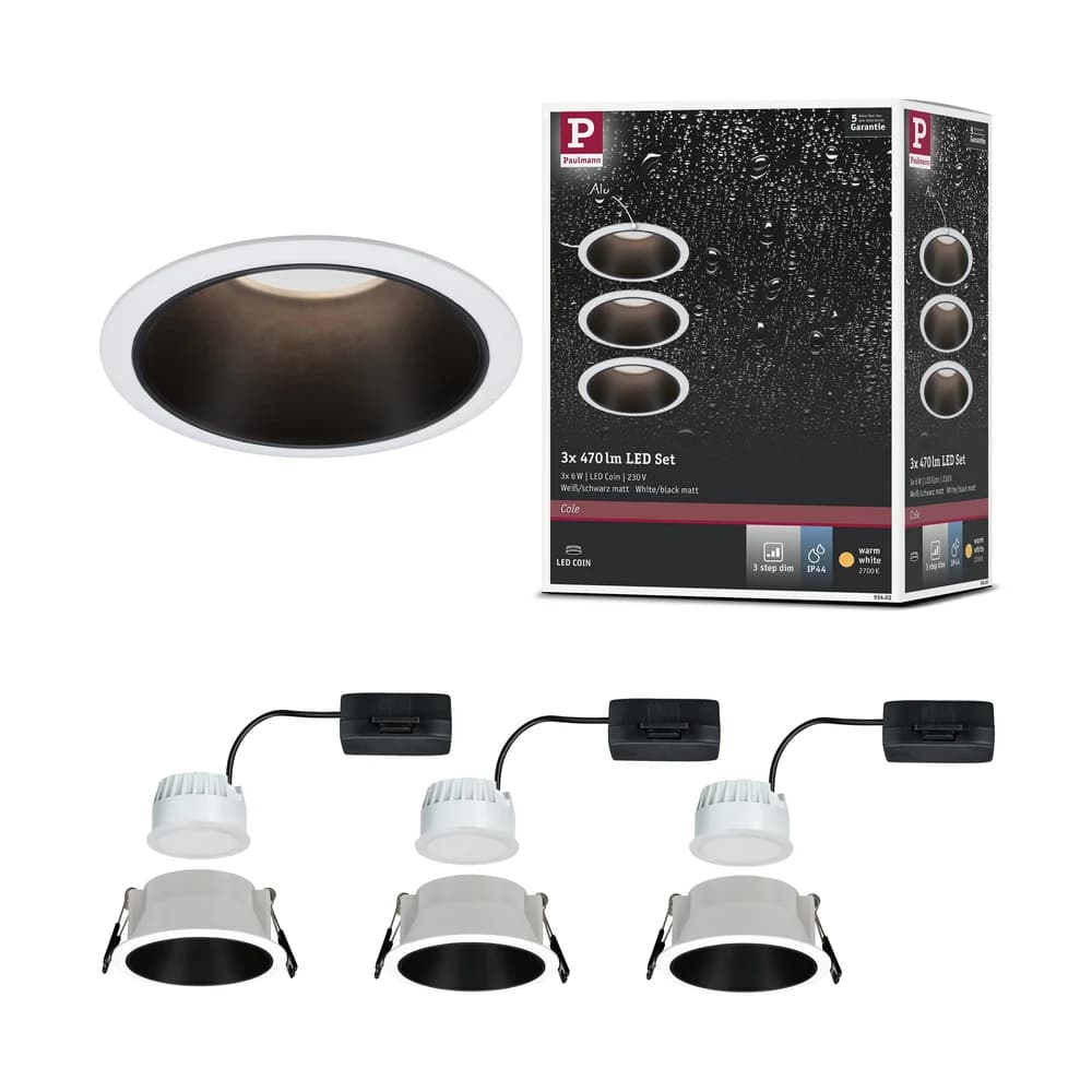 LED-Spot Cole in Schwarz/Weiß max. 3x6,5 W