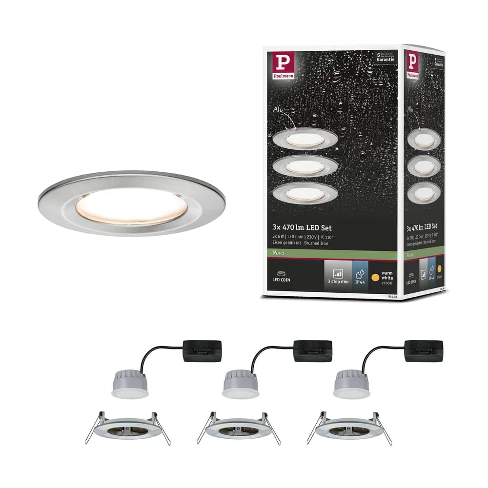 Paulmann LED Einbauleuchte Nova Basisset starr - Grau