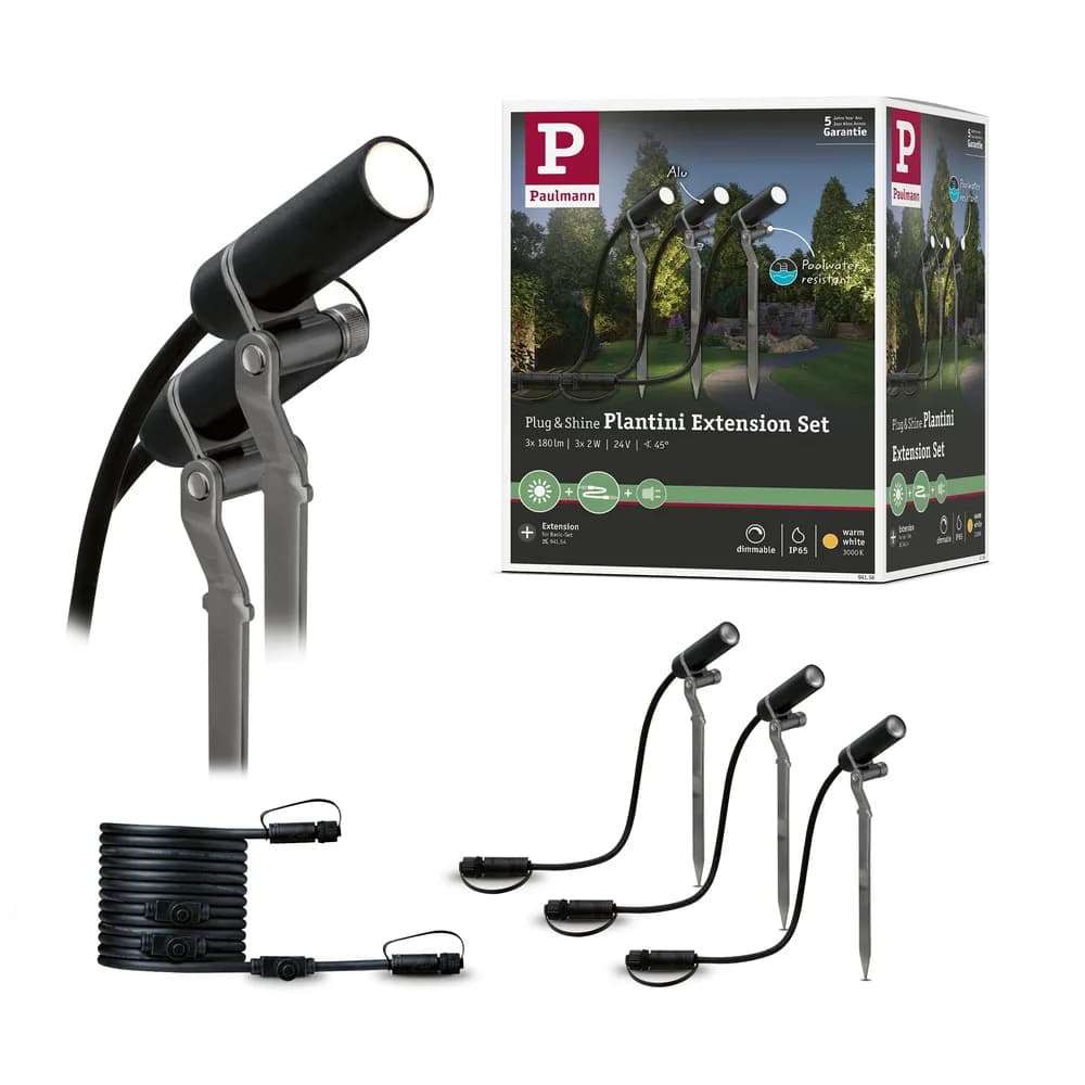 PLM 94156 - Plug&Shine Set Erdspieß Plantini IP65, 3000K, 3 x 2,5 W,