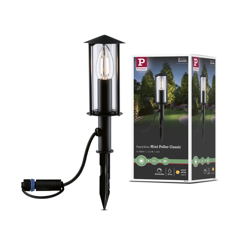 PLM 94323 - Plug&Shine Pollerleuchte Mini Classic IP44, Erdspieß