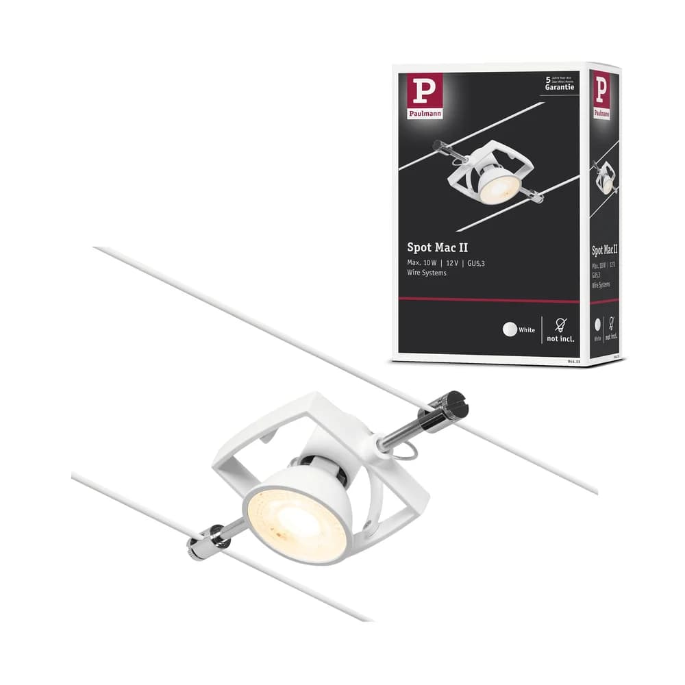 Paulmann CorDuo Seilsystem Mac II Einzelspot - Weiß/Silber
