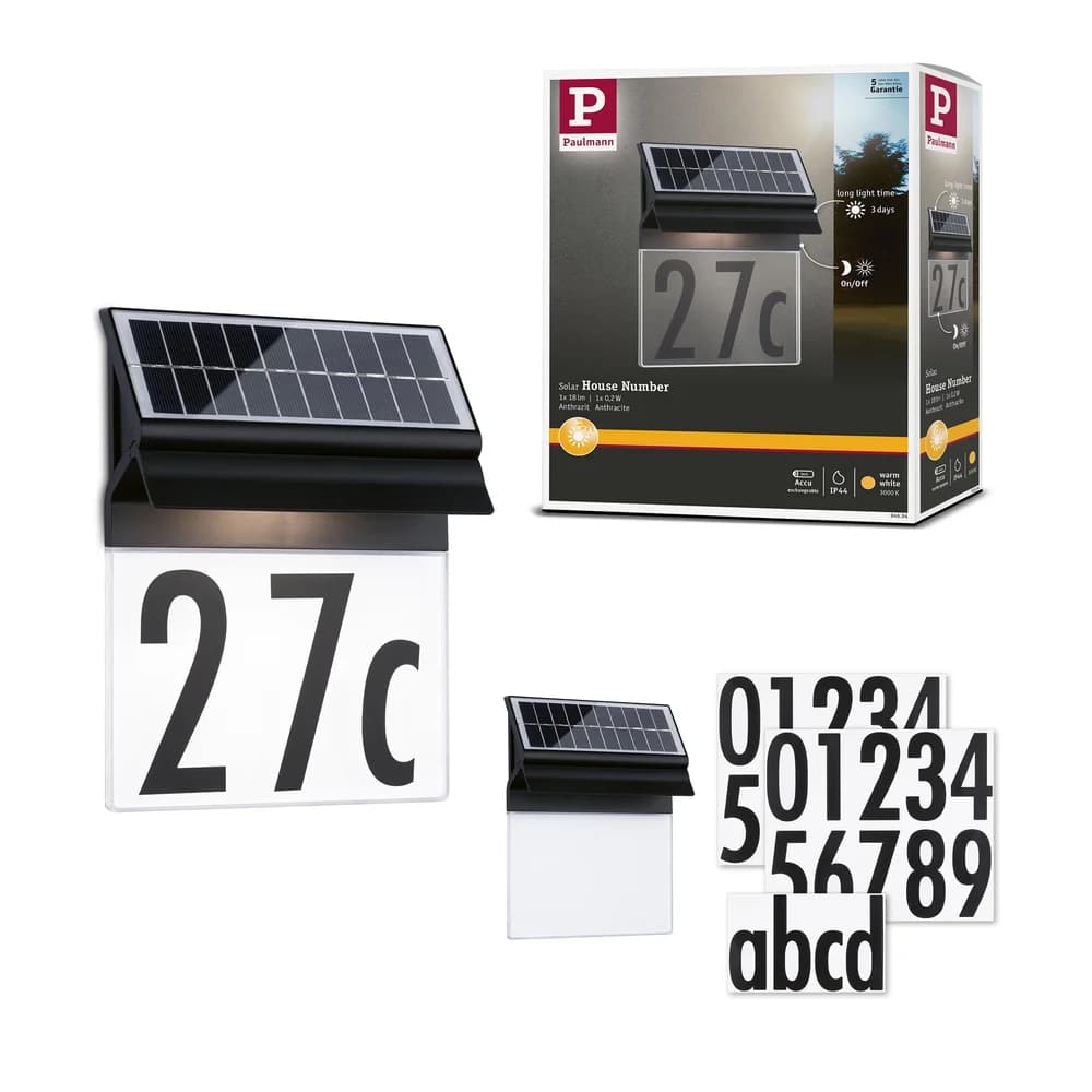 Paulmann Solar LED Hausnummernleuchte Neda - Schwarz