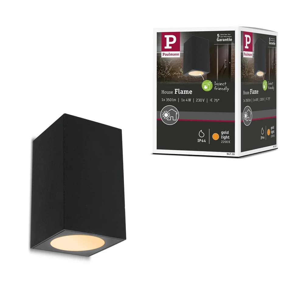 Paulmann LED Wandleuchte Flame insektenfreundlich - Grau/Schwarz