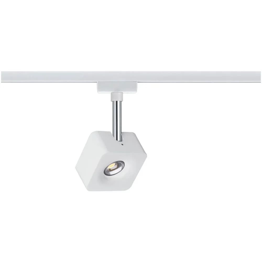 Paulmann 95511 URail Schienenspot Cube Einzelspot 540lm 8W 2700K dimmbar 230V Weiß/Chrom