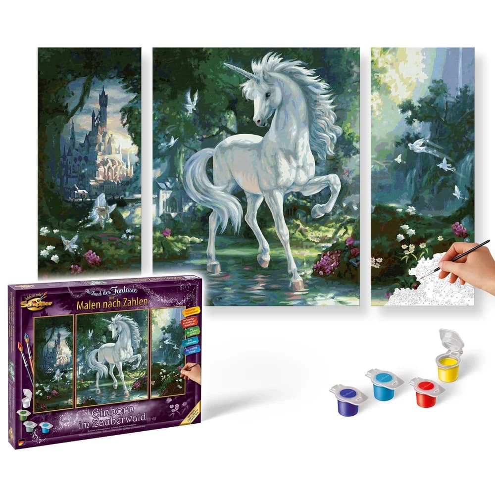 Schipper Malen nach Zahlen Master Triptychon 50x80cm Einhorn im Zauberwald 609260866