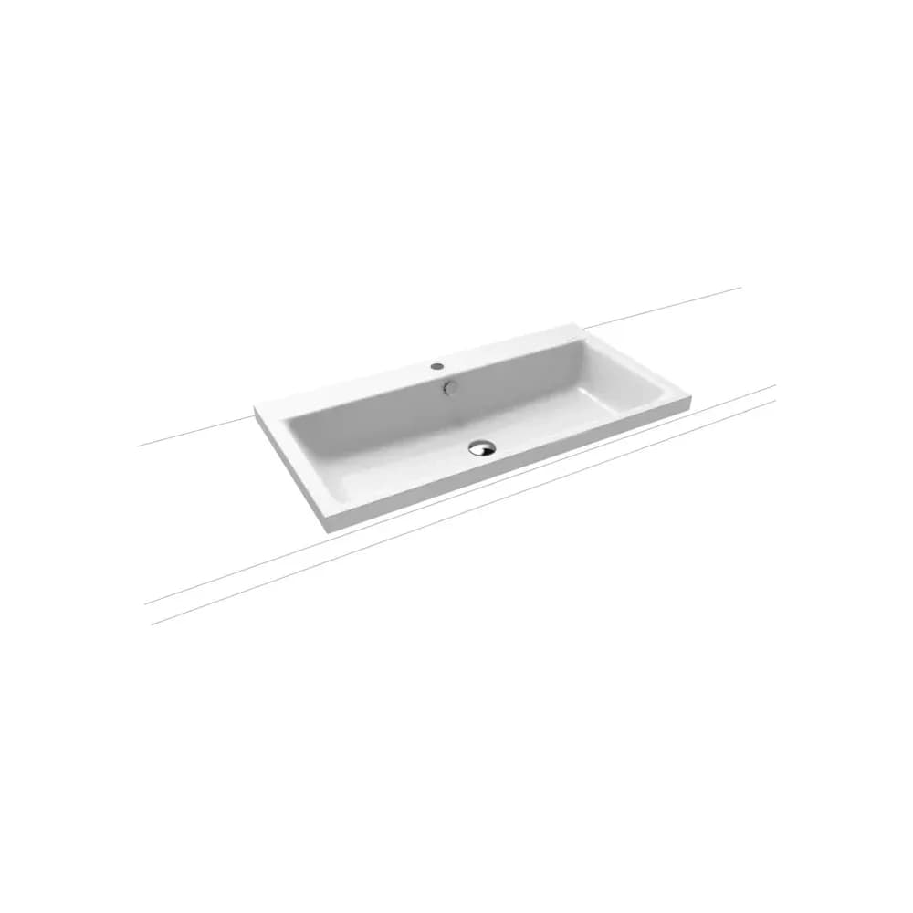 Kaldewei Puro Aufsatzwaschtisch 900506013001 3155, 90x46x4cm, weiss, Perl-Effekt, 1 Hahnloch
