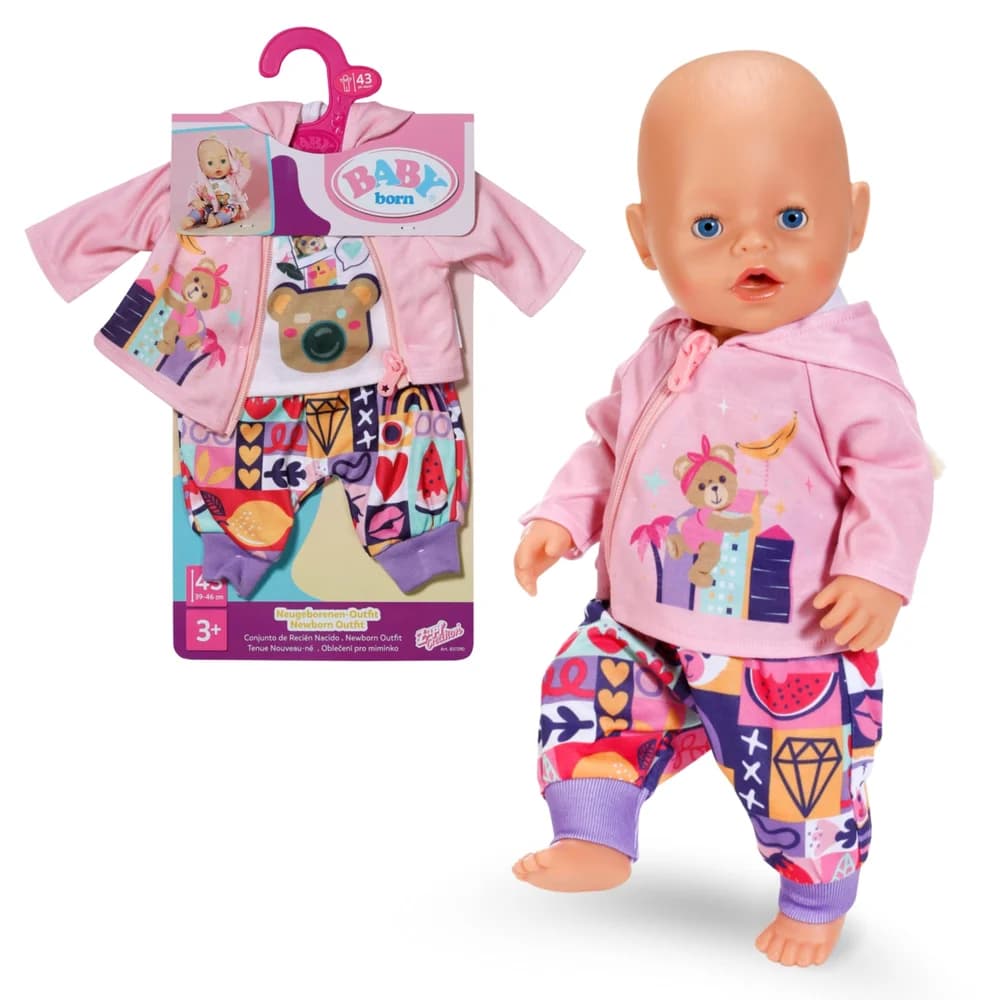 Baby Born Puppenkleidung Neugeborenen Outfit, mit Kleiderbügel bunt