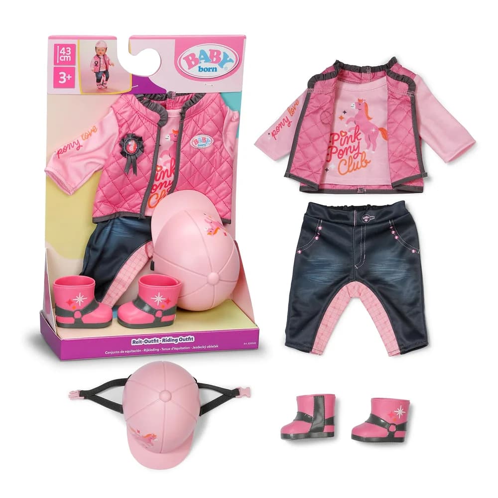 Babypuppe BABY born Reit Outfit 43cm rosa