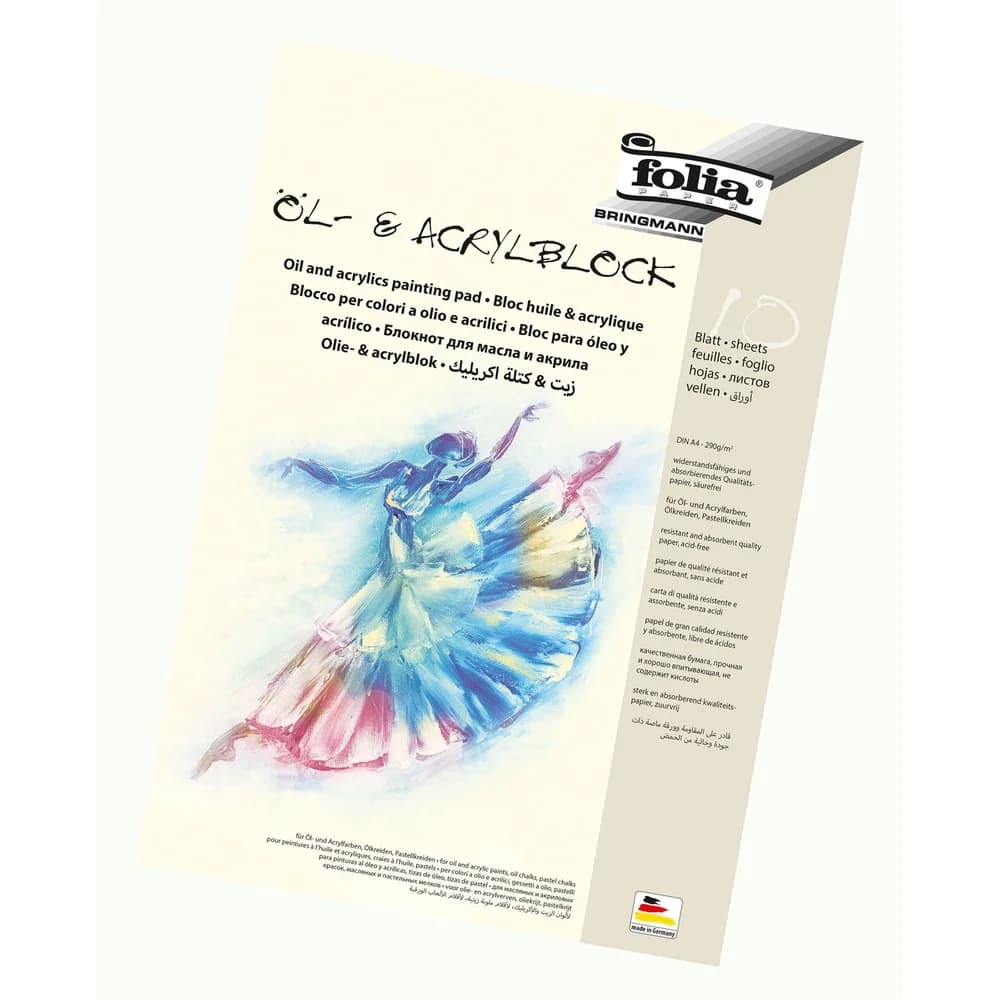 folia für Öl- und Acrylfarben Zeichenblock DIN A4 10 Blatt